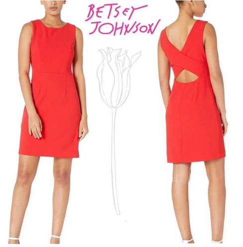 Betsey Johnson NWT  "Fire" Red Scuba Crepe Sheath Dress