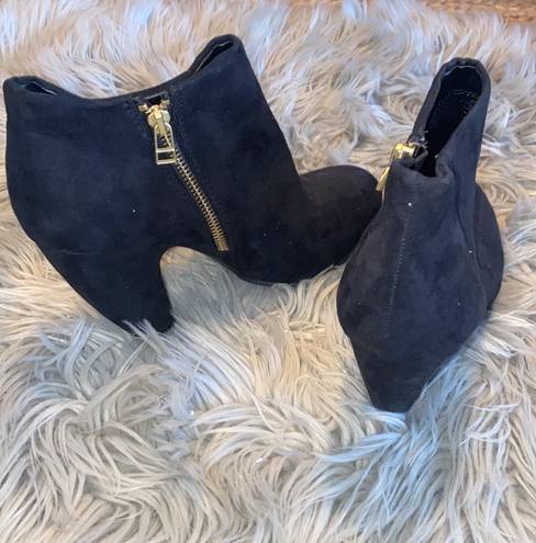 Candie's Black Suede Heeled Booties