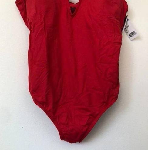 La Blanca NEW NWT  Plus Size Splash One Piece Swimsuit Red Plunge Swimwear 16W