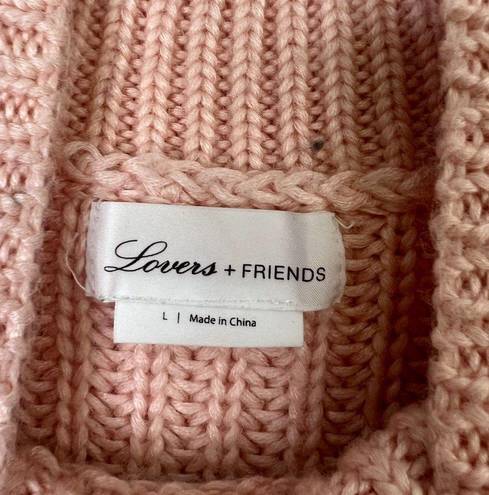 Lovers + Friends  Mockneck Cropped Loose Knit Pink Long Sleeve Wool Blend Sweater