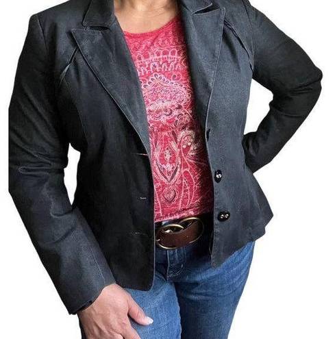 Studio 1940 Blazer Medium Denim Dark Wash Single Breasted Women