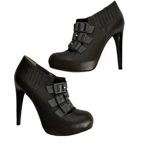 L.A.M.B. Gwen Stefani King Triple Buckle Bootie Olive Gray Platform Heels Size 8.5