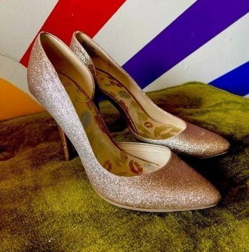 Juicy Couture  Gold Glitter Heels Size 7.5 EUC!