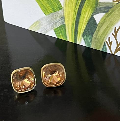 Swavorski Elements 5 Carat Citrine Gold Stud Earrings 