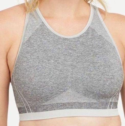 Spanx BNWT  Spacedye Cloudy Gray Seamless Sculpt Sports Bra S Padded Criss Cross