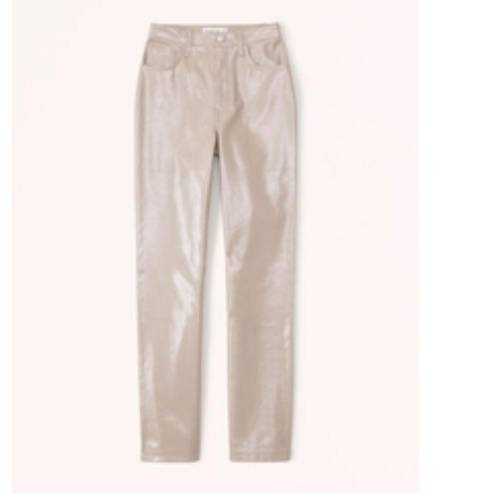 Abercrombie & Fitch   -Curve Love Patent Leather 90s Straight Pant Taupe