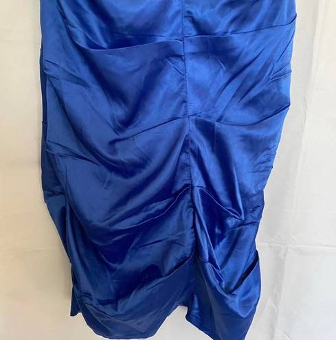 TCEC Blue Fitted Ruched Sheath Cocktail Dress