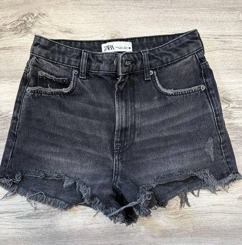 ZARA Fringe Black Jean Shorts