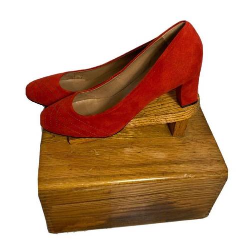 Talbots  Red Suede Shoes 2.5” Heeled Slip Ons Made In Brazil size 8B