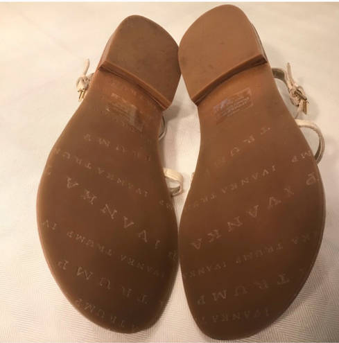 Ivanka Trump  Pepin Ivory Leather Sandals with Bead Embellishment