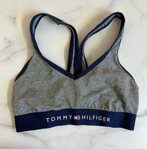 Tommy Hilfiger Gray And Blue Unlined Sports Bra Size Small