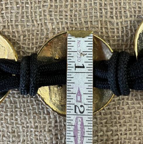 Vintage Black Rope Stretch Belt With Gold Toned Hardware 30