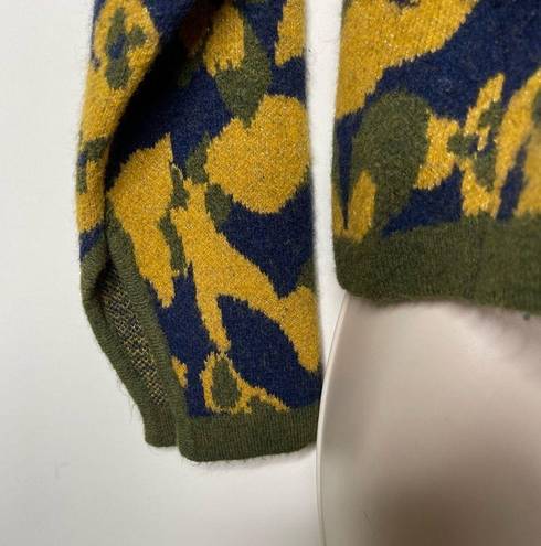 Ramy Brook  Sandi Floral Blue and Gold Crop Sweater sz M