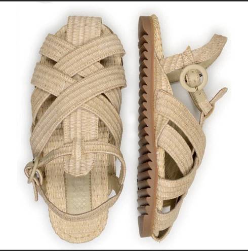 Farm Rio Raffia Zigzag Sandal in Raffia Tan Beige Size 10 NWT