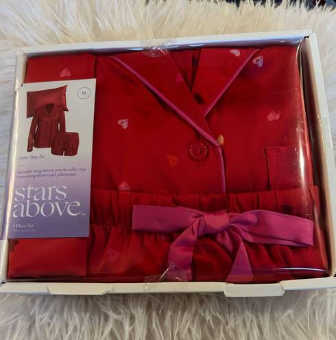 Target NWT 3-Piece Satin Sleep Set Red With Hearts