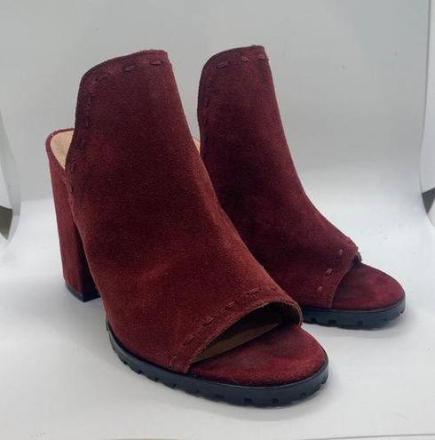 Chelsea & Violet  Tess Suede Block Heel Mules in Burgundy womens sz 8.5