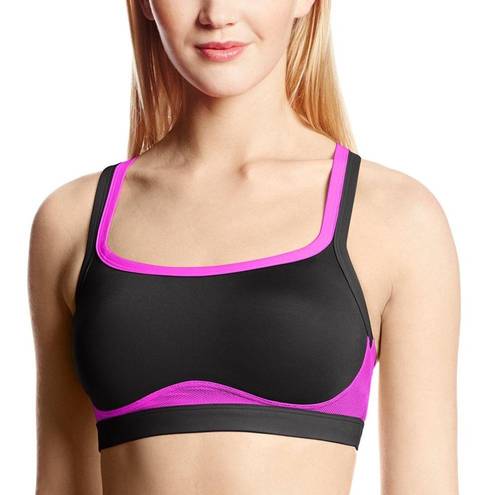 Natori Josie  Pink & Black Strappy Sports Bra