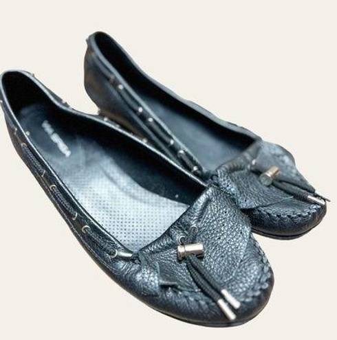 Via Spiga  Women’s Black Leather Flat Loafers Size  8.5