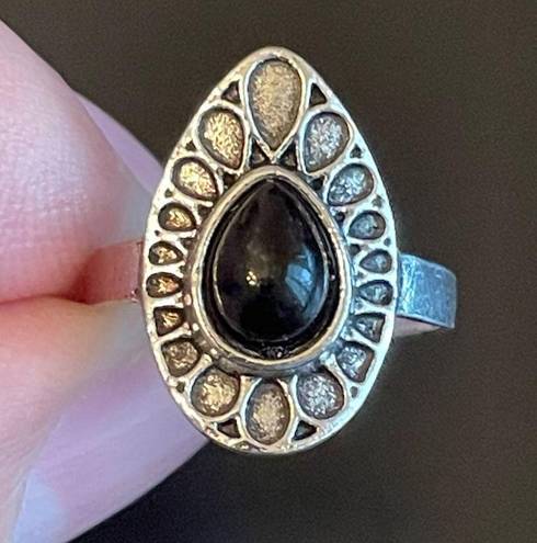 Onyx Vintage black  stone silver plated ring size 6.5
