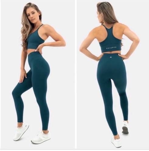 Balance Athletica Topaz Quartz Energy Leggings Teal Size M