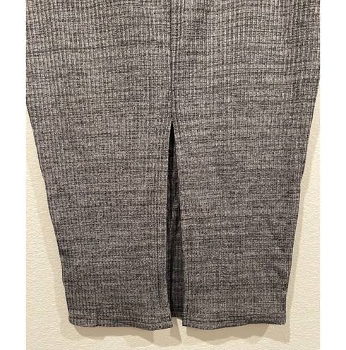 Silence + Noise Uni Ribbed Grey Midi Skirt