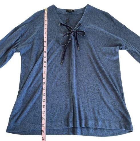 Rails  Leigh Navy Velvet Lace Up Long Sleeve Pullover Knit Top Size Small NWT