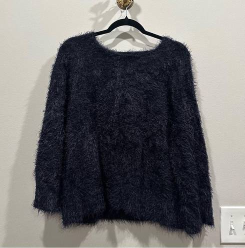 Lou & grey  Navy Fuzzy Crewneck Pullover Super Soft Sweater Size Small