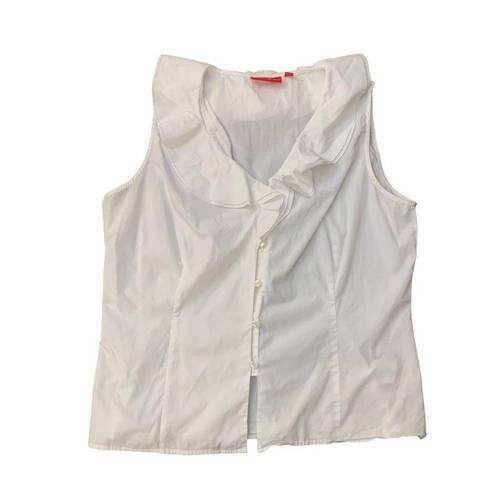 Oscar de la Renta Oscar by  white button down sleeveless blouse size 16