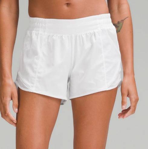 Lululemon White Hotty Hot Shorts 4”