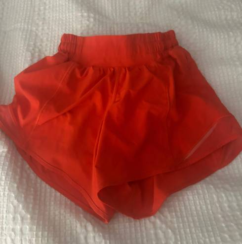 Lululemon Red Hotty Hot Shorts 4”