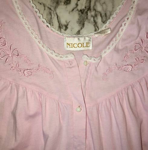 Vintage NICOLE baby pink maxi Nightgown Large