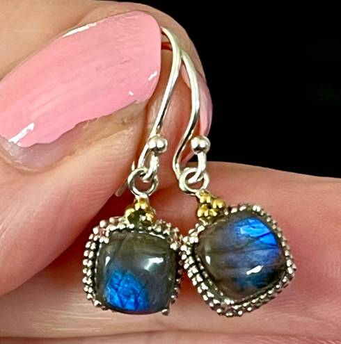 Free People 925 Solid Sterling Silver Stamped Genuine Labradorite Earrings