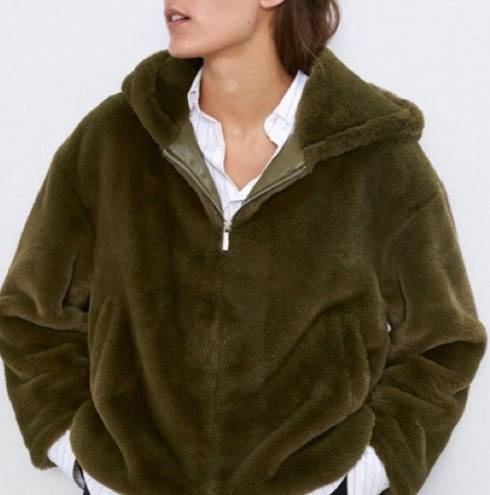 ZARA Furry Green  Jacket