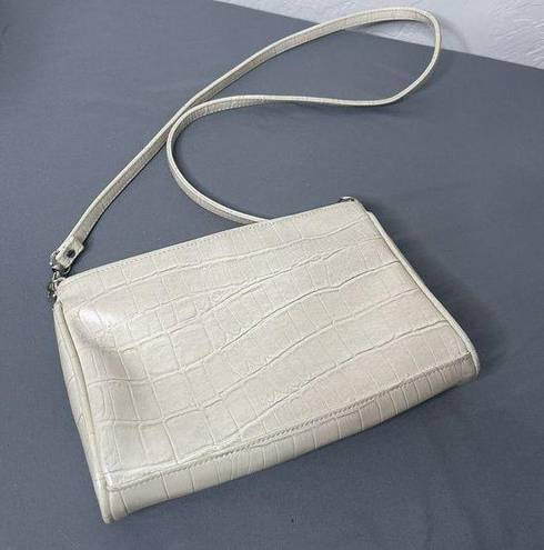 Bueno  Cream Off White Faux Leather Crocodile Textured Crossbody Bag Purse