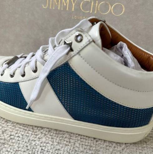 Jimmy Choo NIB  Mailibu Mix White Leather Lace-Up Sneaker Sz 8