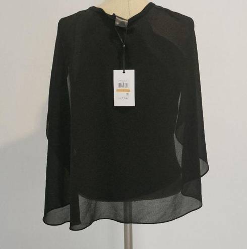 DKNY  Women's Chiffon Cape Sleeve Cardigan Sweater Black Size S