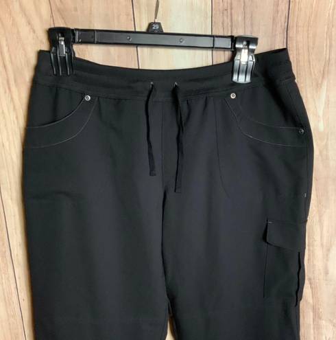 St. John’s Bay New w Tag St Johns Bay Black Active Pants w Bungee Cord Bottom Lg