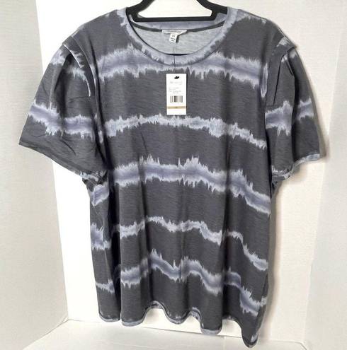 Skinny Girl  Puff Sleeve Tee Indigo Tie-Dye Striped Blouse.  Size 3X New!