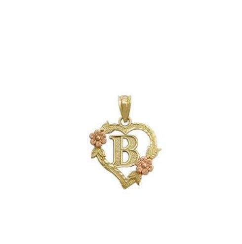 Tehrani Jewelry 14k solid gold Initial B heart Charm | letter B Charm | Birthday gift | Initial Necklace | Mother's Day | Mother's Day gift |