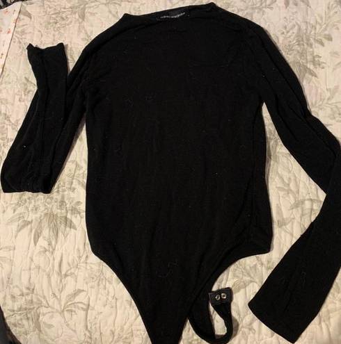 Naked Wardrobe  Black Long Sleeve Bodysuit