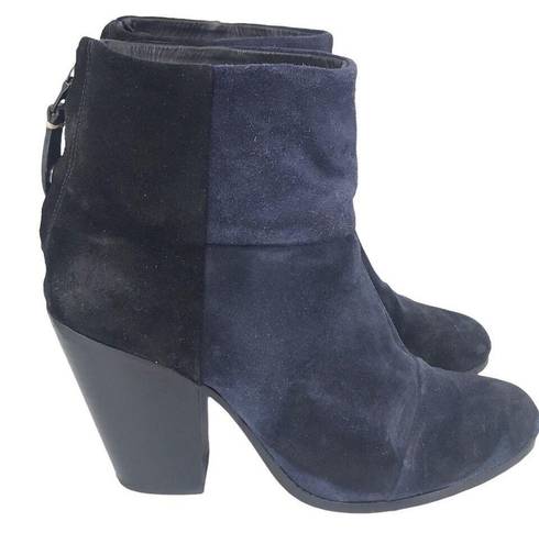 Rag and Bone  NEWBURY CLASSIC SUEDE TWO TONE BOOTS BLACK NAVY WOMENS SIZE 8 $485