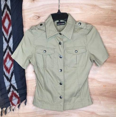 DKNY  Jeans Military Green Button Front Shirt