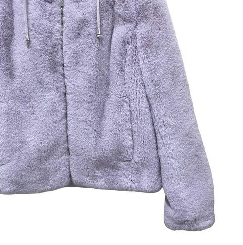 Rachel Zoe  Faux Fur Hooded Zip Up Jacket Coat Lavender Purple Size Small