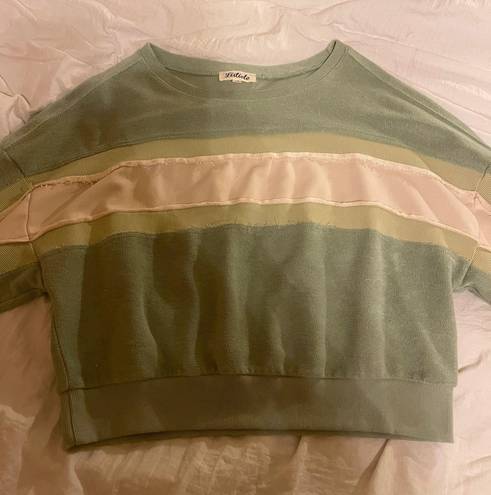 Listicle Green Distressed Sweater