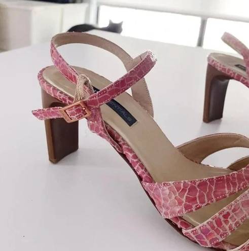 DKNY Essentials Vintage Snakeskin Embossed Heeled Sandals