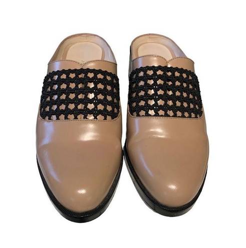 3.1 Phillip Lim  Mules/Clogs Nude Leather Black Crochet Panel Wmn Sz 6 (EU 36)