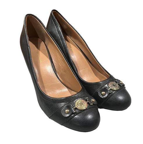 Tommy Hilfiger  Kaprice Women Almond Toe Leather Black Heels Size