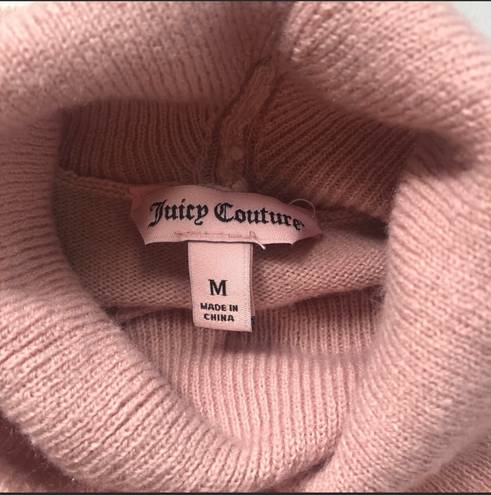 Juicy Couture Pink Turtle Neck Velvet Ribbed Knit Glitter 🎀