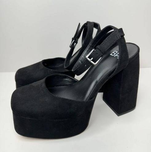 BP  Platform Pump Womens Size 5 Black Chunky Block Heel Ankle Strap