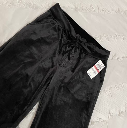 Material Girl NWT  Black Lace Up Velour Pants Size XS